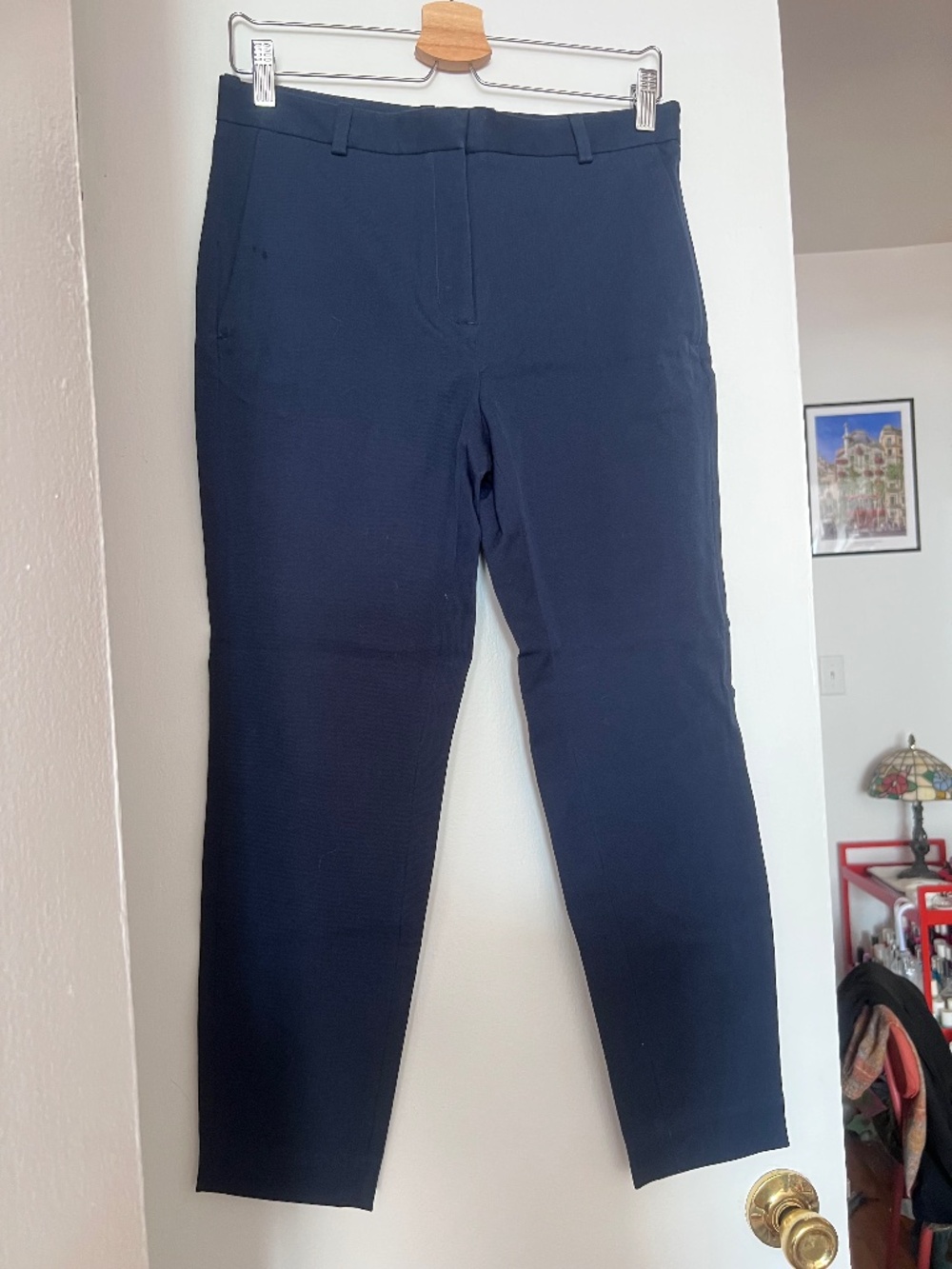 & Other Stories Navy Slim Trousers w/ Stretch